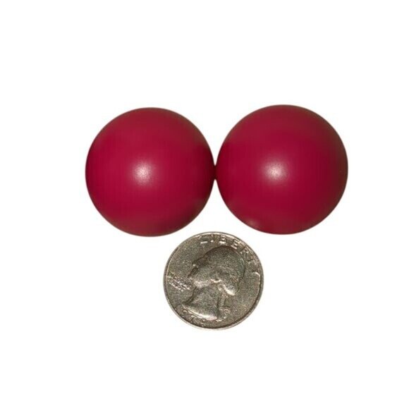 Retro Cranberry Half Dome Clip-On Earrings - Picture 4 of 6